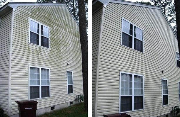 Before and after exterior cleaning